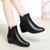 Botas color blanco crema para mujer otoño e invierno 2023, nuevos zapatos de cuero, botas de mujer con forro polar, zapatos de mamá de mediana edad, zapatos acolchados de algodón, botines de cuña