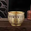 Frasco de latón puro "Cien Bendiciones", frasco de arroz de la fortuna, adorno para atraer la riqueza, cuenco del tesoro para refrigerador, decoración de escritorio para sala de estar y oficina