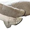 Zapatos Mary Jane Blancos de Tacón Grueso Estilo Francés para Mujer, Nuevos Primavera 2026 Versátiles con Lazo Estilo Hada Calzado de Salón Bajo