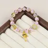 Pulsera de Cuentas de Cristal Sakura para Mujer, Lujo Ligero, Sensación de Alta Gama, Joyería Rosa Estilo Vintage, Venta al por Mayor para Transmisiones en Vivo y Puestos de Mercado