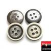 Botão de resina imitação concha com borda vertical profunda quatro furos para casaco corta-vento terno cor café preto fundo 15-28mm