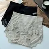 Calcinhas de Renda de Cintura Alta com Controle Leve da Barriga para Mulheres, Renda Francesa Semitransparente, Levanta Bumbum, Afina a Cintura, Calcinhas de Algodão Puro para Mulheres com Entreperna Estendida