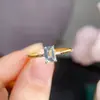 Anillo de aguamarina natural piedra principal cristalina limpia aproximadamente 4*6 mm anillo de valor boca viva incrustación de plata s925