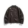 Ropa para Hombre Bei Jie Otoño 2026 Nueva Chaqueta de Cuero PU Suave Mate para Hombre Mujer Cuello Alto Abrigo de Motocicleta Top Vintage