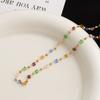 Collar de Cuentas de Cristal Colorido para Mujer 2025 Nuevo Diseño Nicho Versátil Cadena Clavicular Collar Choker Simple