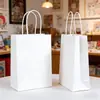 Em estoque Macaron Cor Sólida Saco de Papel Kraft Branco Panificação Chá com Leite Saco de Embalagem para Viagem Sacola de Tote para Embalagem de Presente de Vestuário
