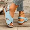 Zapatos de Mujer Cómodos con Cuña y Punta Abierta con Tira Trasera, Sandalias Vintage con Tira Cruzada en Relieve para Uso Diario, Zapatos Casuales Transfronterizos para Mujer