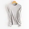 Nova Seda de Amora Veludo Canelado Aquecido Nutritivo para a Pele Multicor Roupa Térmica Camiseta Básica Feminina Roupas Quentes