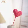 Rama de flor individual con forma de corazón tridimensional tejida a mano, arreglo de flores de escritorio tejido con hilo, decoración de regalo para el Día de San Valentín