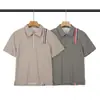 Nueva Camisa Polo Tb de Estilo Veraniego 2026 para Hombre con Decoración de Cinta Roja, Blanca y Azul, Camiseta Suelta de Manga Corta Estilo Universitario