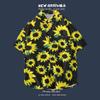 Camisa floral vintage fina de estilo japonés, camisa hawaiana de manga corta con estampado floral, camisa holgada y moderna de media manga para hombre, para parejas, combinable con todo.