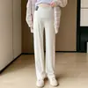 Calça de Maternidade 2026 para Outono e Inverno, Forrada com Fleece, Adequada para Uso ao Ar Livre, Perna Larga, Perna Reta, Cintura Baixa, Calça para Início da Gravidez, Roupa de Maternidade para o Inverno