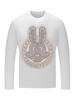 Camiseta de manga larga para hombre, marca de moda, con diamantes de imitación, conejo gordo, ropa de talla grande para hombre, otoño, fino, con volantes, ropa de moda elegante.