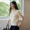 Tienda Insignia Shanghai Dan Nong / Suéter de Lana Cachemir Cepillado para Mujer Otoño Manga Corta Jersey de Punto Cuello Redondo