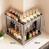 Novo Porta-Temperos de Canto para Cozinha, Multifuncional 90 Graus para Cantos de Bancada, Organizador Triangular de Canto de Parede
