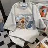 Camiseta de Manga Corta con Estampado de Dibujos Animados y Sentido del Humor de Diseño de Nicho 2026 Verano Nuevo Estilo Pareja Casual Holgado