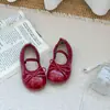 Zapatos Individuales Suaves de Dos Colores con Lazo para Niñas, Plateados y Borgoña Brillantes de Una Correa Antideslizantes de Cuero Estilo Princesa para Bebés Niñas