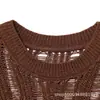 Comercio Exterior Transfronterizo Moda Femenina Estilo Europeo y Americano Casual Holgado Cuello Redondo Calado Chaleco de Punto Superior 3646004