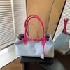Bolsa Transversal Simples Casual com Contraste de Cor de Grande Capacidade para Mulheres 2025 Nova Moda Versátil para o Dia a Dia