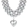 Collar Doble Círculo Amor Metalizado Brillante Personalizado Transfronterizo Europeo y Americano Set de Alta Gama Collar Sencillo de Nicho para Mujer Venta al por Mayor