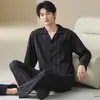 Pijama Masculino Primavera e Outono Manga Longa Fino Tamanho Grande Algodão Puro Masculino 2025 Novo Roupa de Casa Outono e Inverno Roupa Externa