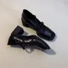 Versión de Piel de Oveja~Zapatos Mary Jane Negros con Tacón Grueso de Cuero Genuino Vintage para Viajar, Tacones Altos Cuadrados Suaves Impresionantes y Elegantes para Mujer