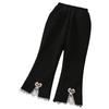 Pantalones acampanados de encaje con lazo para niñas en stock otoño e invierno pantalones forrados de vellón pantalones casuales gruesos para niños ropa para niños al por mayor