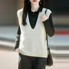 Chaleco de punto de una pieza sin costuras con forro polar para mujer, nuevo jersey de lana holgado sin mangas, chaqueta cálida