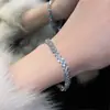 Nova Pulseira Cubana Brilhante Cheia de Diamantes Cruzada Europeia e Americana Joias Naturais Incrustadas Pulseira de Diamantes Cheia de Alto Padrão