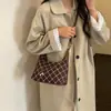 Bolso de Croissant Simple a Cuadros Retro Bolso de Empanada Versátil Elegante 2026 Nueva Textura Bolso de Hombro Único Bolso Cruzado de Moda