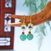 Pendientes elegantes estilo nacional con cuentas redondas de Jade Dongling, estilo retro, pendientes con hebilla de seguridad de Jade, accesorios para cheongsam