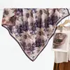 Pañuelo cuadrado grande de estilo chino rojo floral 90cm pañuelo de seda para mujer primavera y otoño protector de cuello de terciopelo de seda doble cara pañuelo estilo madre de algodón y lino