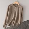 Cárdigan de lana de otoño e invierno para mujer, suéter de punto de cuello redondo, camisa básica comodín, abrigo sencillo al por mayor
