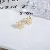 Pendientes de Botón de Fuegos Artificiales Chapados en Oro Real de 18 Quilates con Circonita Cúbica Europea y Americana Resina Aguja de Plata Pendientes de Moda de Gama Alta para Mujer