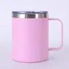 Caneca Pintada à Mão Transfronteiriça de 12oz com Alça, Copo Térmico de Aço Inoxidável a Vácuo de Camada Dupla, Copo de Café Portátil para Carro ao Ar Livre