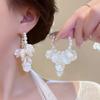 Aretes de Aro con Borla de Perlas Estilo Francés, Pendientes de Moda de Nicho de Alto Temperamento, Nuevos Pendientes Versátiles de Moda al por Mayor para Mujeres