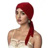Nuevo Sombrero con Hiyab de Lino Cristalino de Color Sólido con Cuatro Rayas y Cola Larga de Amazon para Mujer con Cinta