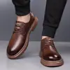 Zapatos de Cuero Formales de Negocios para Hombre, Moda Estilo Británico Otoñal, Zapatos de Suela Gruesa para Hombre, Zapatos Casuales de Cuero de Caña Baja, Zapatos para Papá de Mediana Edad