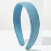 Diadema He Ming Transfronteriza Nuevo Estilo Coreana Color Sólido Personalidad Versátil Tela de Mezclilla Diadema de Borde Ancho Estilo Dulce Fresco Accesorios para el Cabello para Mujeres