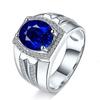Anel masculino Diamante Azul Diamante desejo venda quente anel de safira natural de Mianmar banhado a ouro 18K incrustado anel popular