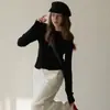 Tejido de hilo de núcleo Suéter de punto trenzado ajustado de cuello semi-alto simple adelgazante versátil jersey top de capa base