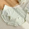 Ropa Interior Fina de Seda de Hielo para Niña Sin Costuras Estampada Bragas Lindas Transpirable Simple de Cintura Media Cómoda Ropa Interior de Color Claro para Mujer