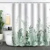 Cortina de Baño Verde Plantas de Amazon Cortina de Ducha Impermeable Antimoho Impresión Digital 3D Bosque de Flores Cortina de Baño Partición Sin Perforaciones