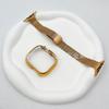 Para Apple iwatch9SE Watch Herringbone Mesh Milan Double Buckle Watch com fivela magnética malha de aço inoxidável