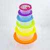 Cajas cuadradas para alimentos de colores para mantener la frescura, juego de 7 piezas de PP de grado alimenticio, exportación, fabricantes, venta al por mayor
