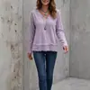 Nueva Ropa de Otoño/Invierno para Mujer 2026 Camiseta de Manga Larga Casual con Parches de Encaje en V para Mujer Sitio Web Independiente Europeo y Americano de Amazon