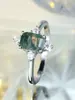 Anillo Individual de Plata de Ley S925 Lujo Accesible Cuadrado Ágata de Hierba Acuática Incrustaciones de Micro Diamante Blanco Diseño de Nicho de Moda Anillo Versátil para Mujeres