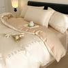 Algodón 100% Funda de Edredón de Cuatro Piezas Sábanas de Algodón Puro y Sábanas Ajustables Ropa de Cama Elegante Lujo Elegante y Accesible Algodón de Fibra Larga 120S Bordado