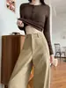 Pantalones de Traje de Moda para Mujer para Primavera y Otoño, Pantalones Rectos de Pierna Ancha de Caída Delgada de Alta Gama, Pantalones Cortos de Cintura Alta para Figuras Pequeñas