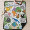 Manta con diseño de mapa de animales transfronterizo, hecha a medida, superventas en Amazon para niños y adultos, manta para pintar y garabatear a mano DIY